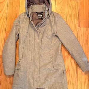 North FaceGray Hooded Insulated trench coat